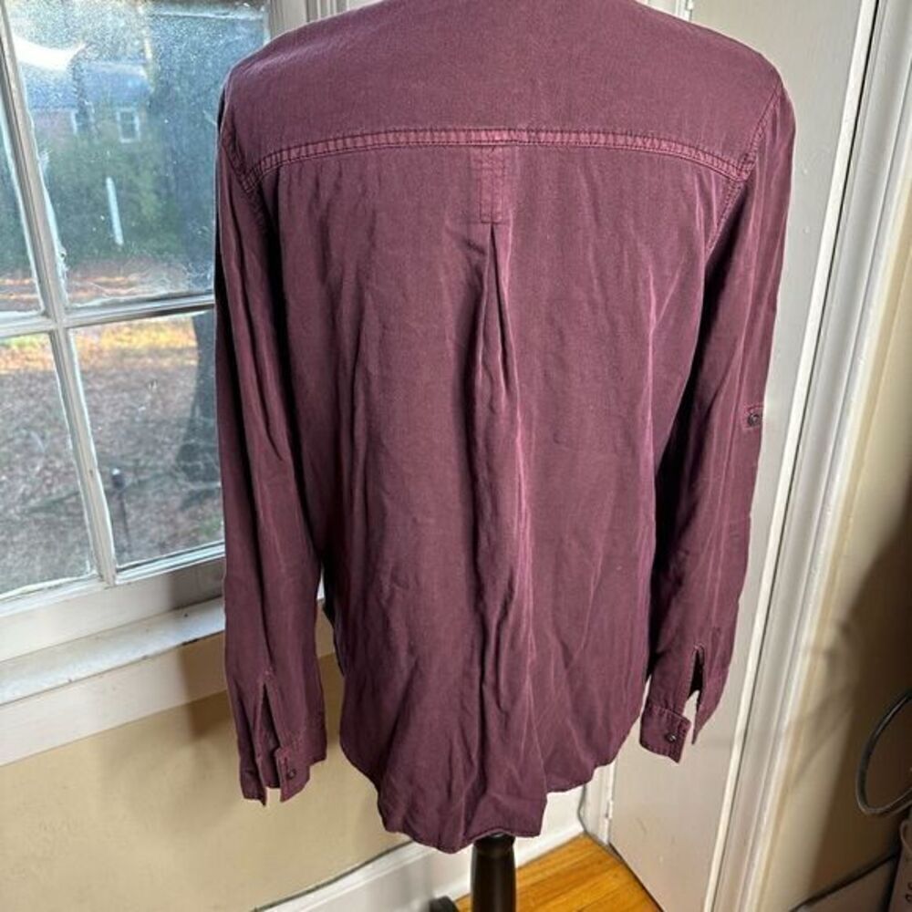 Rock & Republic silky button down distressed soft fabric long sleeves size Med - Picture 5 of 11